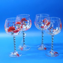 NOBLE EXCELLENCE Hand Painted Napa Valley MEADOW FLOWERS Wine Glasses - ... - $26.60