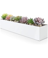 Dr&amp;Co Modern White Rectangle Planter Box | 16&quot; Metal Planter Perfect As A - £41.65 GBP