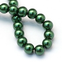 Z Glass Pearl Bead round lot of 5 strands 31 INCH DARK Green 4mm  R23 - $9.49