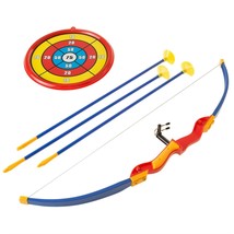 Kids Bow And Arrow Toy Archery 3 Suction Cup Arrows And Target Indoor Outdoor - £25.57 GBP
