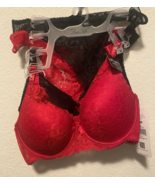 NEW Rene Rofe Women&#39;s 4 PC Red and black Bras &amp; Panty thongs Set 38C/XL - $27.00