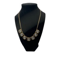 Gold Tone and Smoky Crystal Princess Necklace 16 inch with 3 inch extender - £17.40 GBP