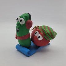 Hallmark Veggie Tales Ornament Bob Tomato Larry Cucumber Sled Magic 2000 Carpet - £14.06 GBP