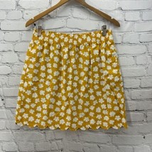 J Crew Mini Skirt Womens Sz 10 Mustard Yellow Floral Linen Blend - £8.92 GBP