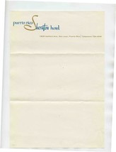 Puerto Rico Sheraton Hotel Sheet of Stationery San Juan Puerto Rico 1950&#39;s - £13.95 GBP
