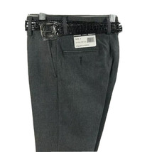 Bocaccio Uomo Boy&#39;s Gray Flat Front Dress Pants with a Black Belt Sizes ... - $24.99