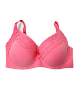 Delta Burke Bra Size 38DD Pink Lace Bow Accent Padded Full Cover Underwi... - €11,24 EUR