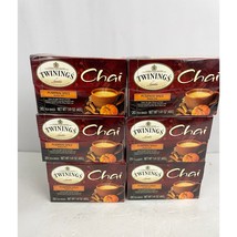 6 BOXES Twinings of London Chai Pumpkin Spice Black Tea 20 Tea Bags Each - $41.39