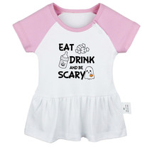 Eat Drink And Be Scary Funny Dresses Newborn Baby Princess Ruffles Dress... - £10.26 GBP