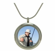 Stainless Steel Round Pewter Photo Cremation Pendant - $155.55