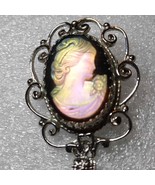 Gorgeous vintage silver tassel iridescent cameo&#39;80s - $64.76 CAD