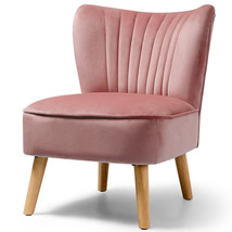 Armless Accent Chair Home Velvet Leisure Chair Single Sofa Upholstered Pink - £138.74 GBP