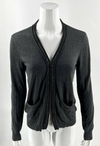 Daisy Fuentes Womens Cardigan Sweater Size M Gray Embellished Pockets Ho... - $295.25 MXN