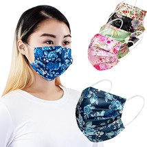 Flower Print Disposable Face Mask 50 PC Assorted 3-Ply Adult Ear Loop (Floral A) - £12.01 GBP