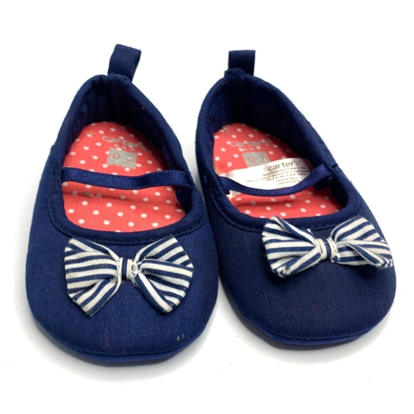 Carters Girls Infant Baby 0 3 Months Navy Blue Mary Jane Flat Shoes Slip On Shoe - £8.55 GBP