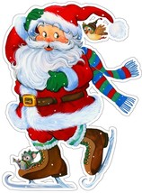Whimsical Ice Skating Santa and Woodland Creatures Plasma Metal Sign - $49.95