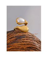 Minimalist Design Elegant Gold or Silver Stainless Steel Pearl Accent Wr... - $24.95