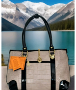 MARINO ORLANDI ITALIAN DESIGNER CROC LEATHER SWAROVSKI LARGE HANDBAG TOT... - $379.99