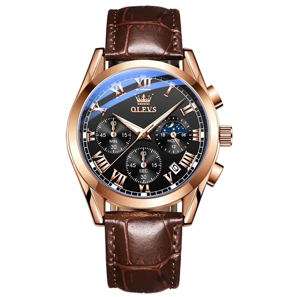 Quartz Watch for Men Top Brand Luxury Watches Moon Phase waterproof Mens... - £48.35 GBP