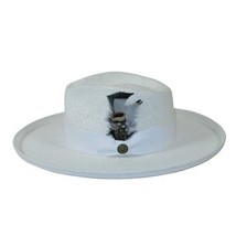Men's Bruno Capelo Genuine Straw Hat Wide Brim Curl COLONIAL CO581 White image 6