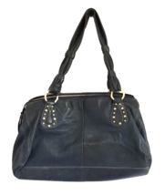 Satchel Sigrid Olsen Soft Lamb Leather Handbag Purse Double Handles Gray - £17.31 GBP