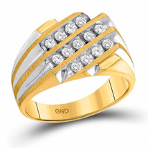 10kt Yellow Gold Mens Round Diamond Triple Row Cluster Ring 1/2 Cttw - £622.26 GBP