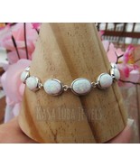 Sterling Silver White Lab Opal Bracelet - Oval Gemstone Jewelry - $2,223.04 MXN