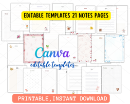 Editable Notes- editable CANVA template-Printable Notes-Stationary-writi... - £1.56 GBP