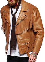 Men designer fringe suede leather jacket western cowboy men leather jacket #16 - £144.34 GBP