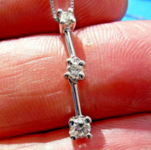 Earth mined Diamond Deco 3 stone Style Necklace Box Chain 18 inch Solid 14k Gold - $33,867.00 MXN