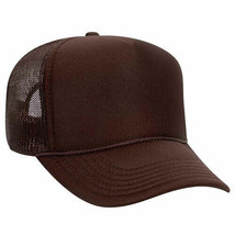 Brown Trucker Hat 5 Panel Mid Profile Adjustable Mesh Back Hat 1dz New 32-467 - £77.44 GBP