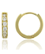 ADIRFINE 14K Solid Gold Cubic Zirconia 13MM Huggie Hoop Earrings - $168.99