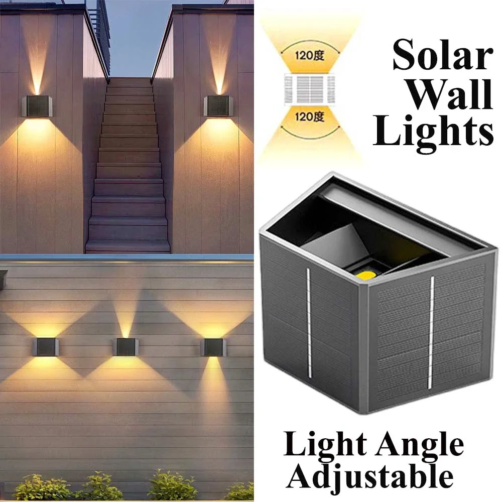 Solar Wall Lamp Outdoor Waterproof Garden Decor Lights Up and Down Luminous - £22.77 GBP+