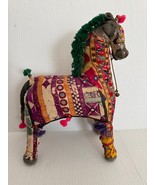 Vintage Mid Century Indian Handmade Rajasthani Fabric Patchwork Horse Fo... - $116.25 CAD