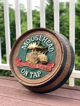 Vintage Moosehead Canadian Lager On Tap Beer 3D Bar Barrel Head Sign Man... - £174.15 GBP