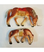 Ceramic Porcelain Horse LOT w/ Rabbit Fur Mane &amp; Tail Felt Blankets VTG ... - €17,11 EUR
