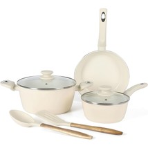 Gibson Home Plaza Cafe 7 Piece Forged Aluminum Cookware Set in Linen - $134.49
