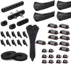 141pcs Cord Management Organizer Kit (Black) - £13.91 GBP