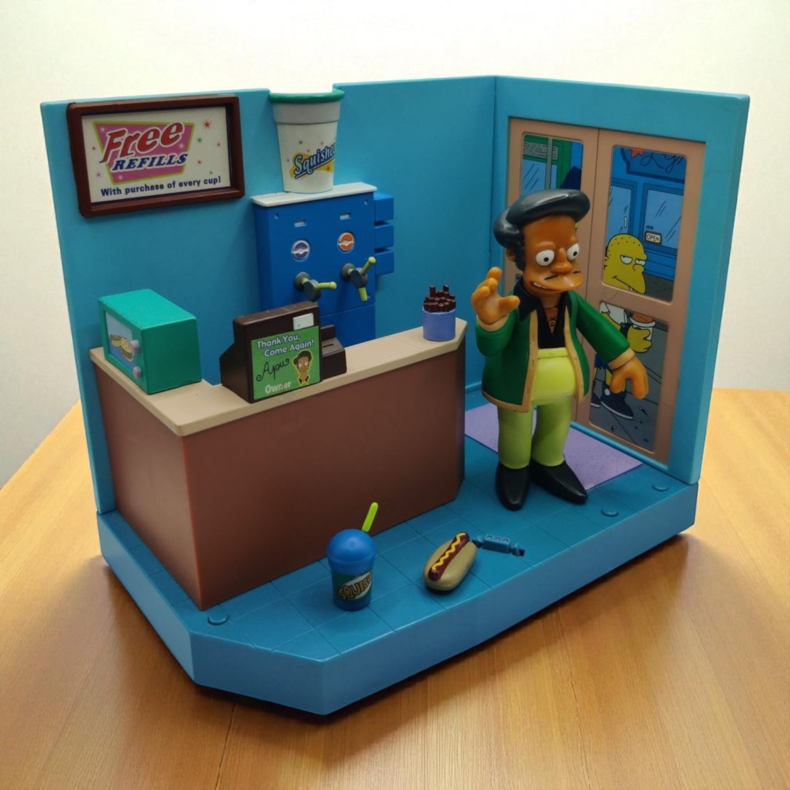 Playmates World Of Springfield Kwik-E-Mart with Apu Nahasapeemapetilon P... - $43.64