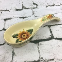 Vintage Country Sunflower Ceramic Spoon Rest Farmhouse Kitchen Decor - $15.84