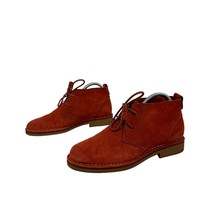 Hush Puppies Moyen Size 8.5 Burnt Orange Suede Lace Up Tassels Ankle Boots - $23.03