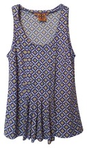 Tory Burch Sleeveless Mosaic Print Longer Cotton Knit Top Tank Stretch T... - $24.50