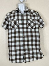 Urban Pipeline Taupe White Checkerboard Snap Up Western Shirt Mens Large L - £10.61 GBP
