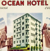 Ocean Hotel Havana Cuba Postcard Malecon Drive c1930-40 5 Stamps Import ... - $29.99