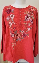 Johnny Was Floral Embroidered Sonya Blouse Sz-1X Hawaiian Fruit - £133.35 GBP