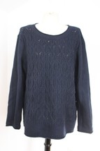 Talbots XL Navy Blue Eyelet Cable Knit Pullover Sweater - £20.49 GBP