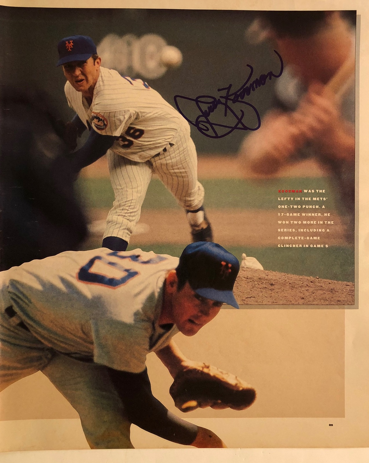 Primary image for JERRY KOOSMAN Autographed SIGNED 1991 KELLOGG’S MAGAZINE Page N.Y. METS w/COA