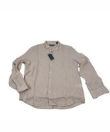 Perry Ellis Stripe Linen Roll-Sleeve Woven Button Down Shirt Copper Brow... - €34,08 EUR