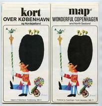 Pair of Map of Wonderful Copenhagen 1985 One in English &amp; One in Danish  - £22.15 GBP