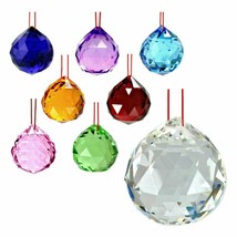 Feng Shui Hanging Crystal Ball 1.25&quot; 30mm Choice Of Colors Faceted Prism Sphe... - £5.46 GBP
